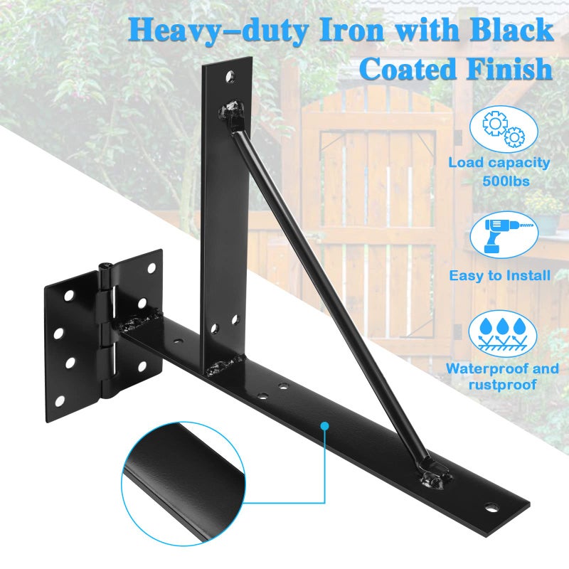 TFMUZERT Heavy Duty Fence Gate Kit Gate Hardware Iron No-Sag 2x4s Adjustable for Wooden Fence Gate Windows Shed Doors - Image 3